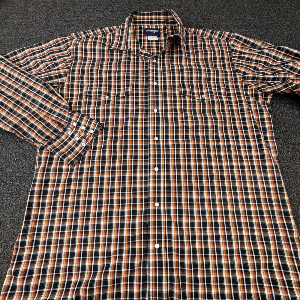 Vtg Wrangler Shirt Mens L Multicolor Plaid Long Sleeve Button Up Pocket Casual